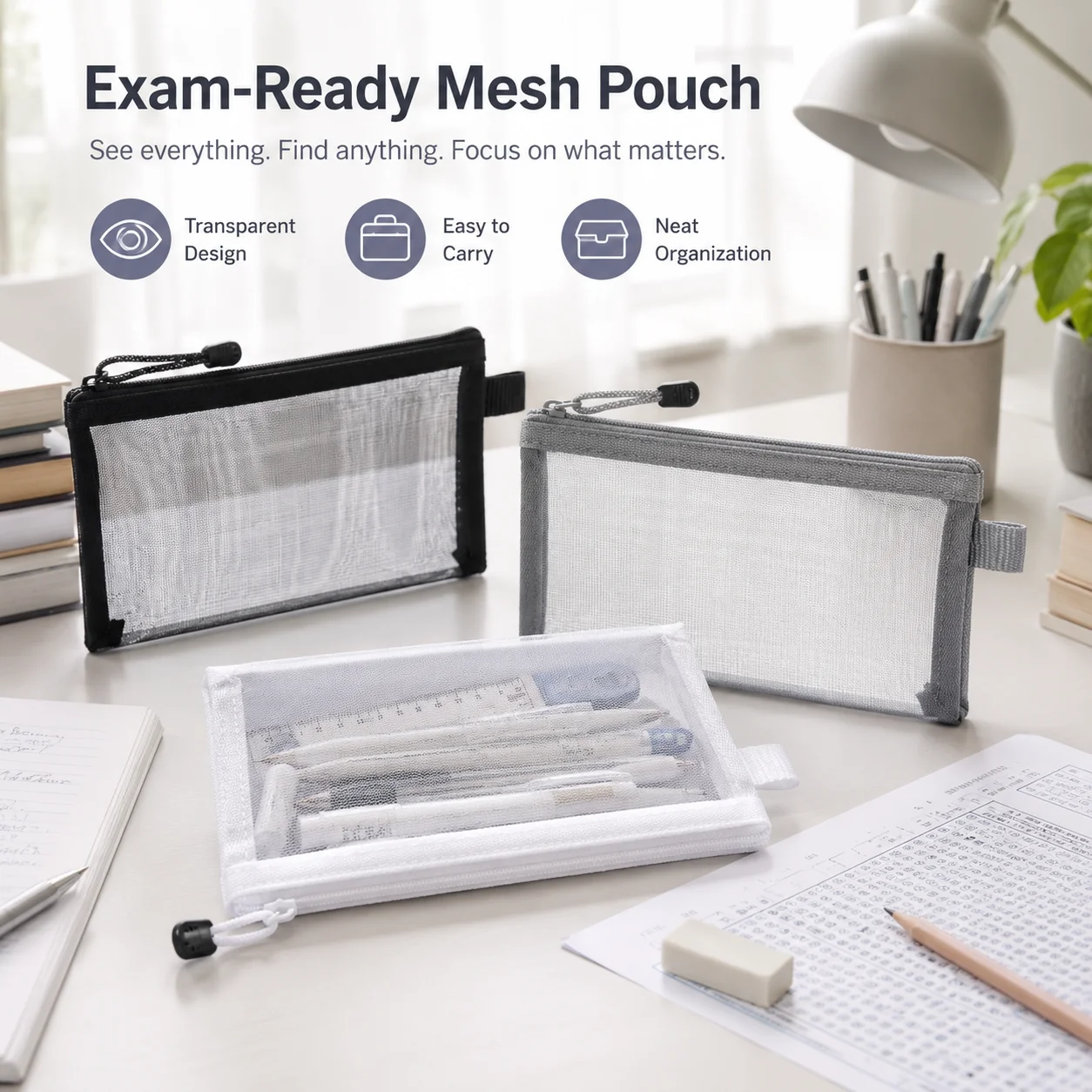 Transparent Mesh Pen Bag Clear - Clear Mesh Pencil Pouch For Exam recension och pris